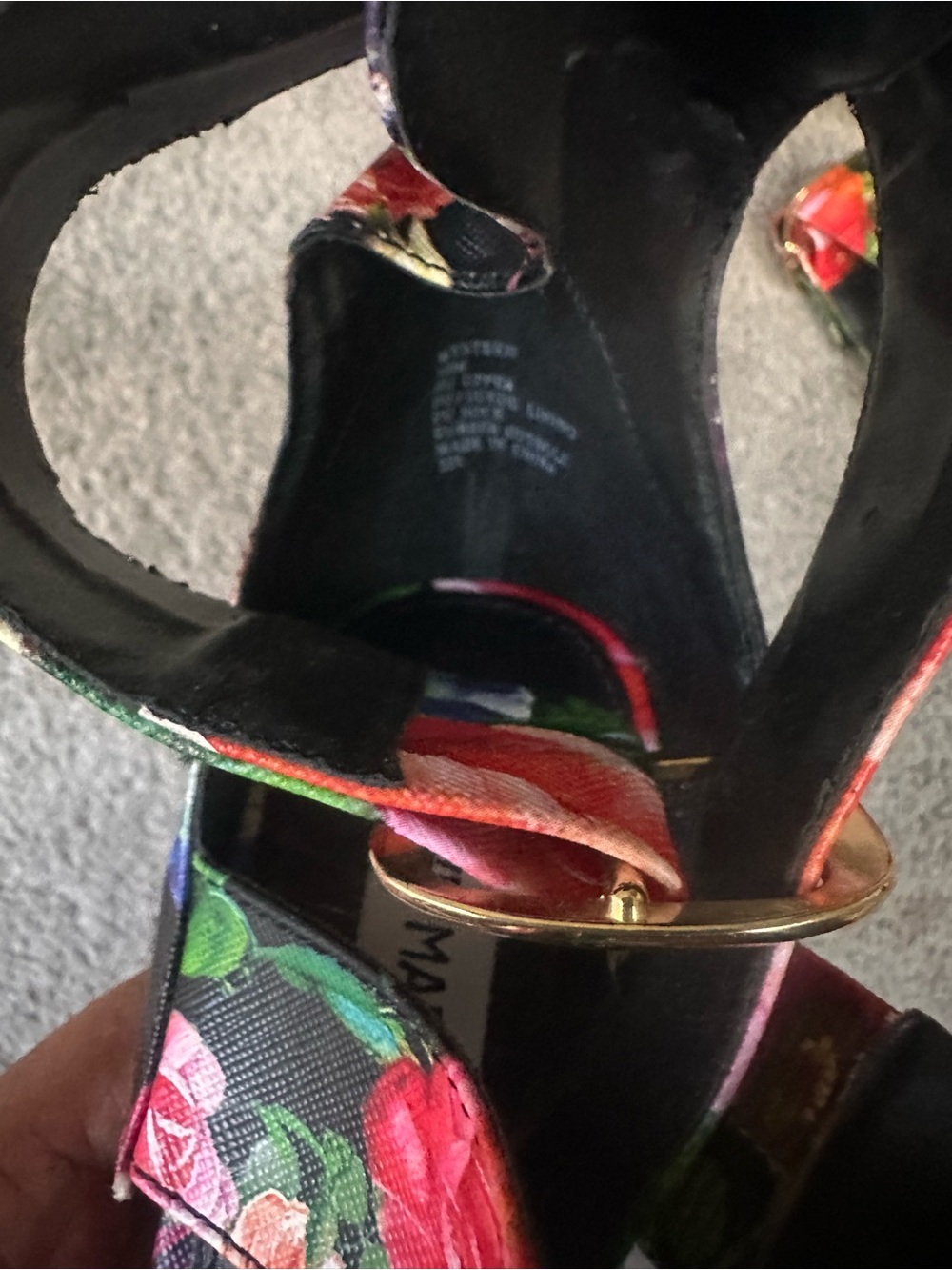 Steve Madden Floral Ankle-Strap Heels - Black with Red, Green, Blue Accents - Picture 10 of 10